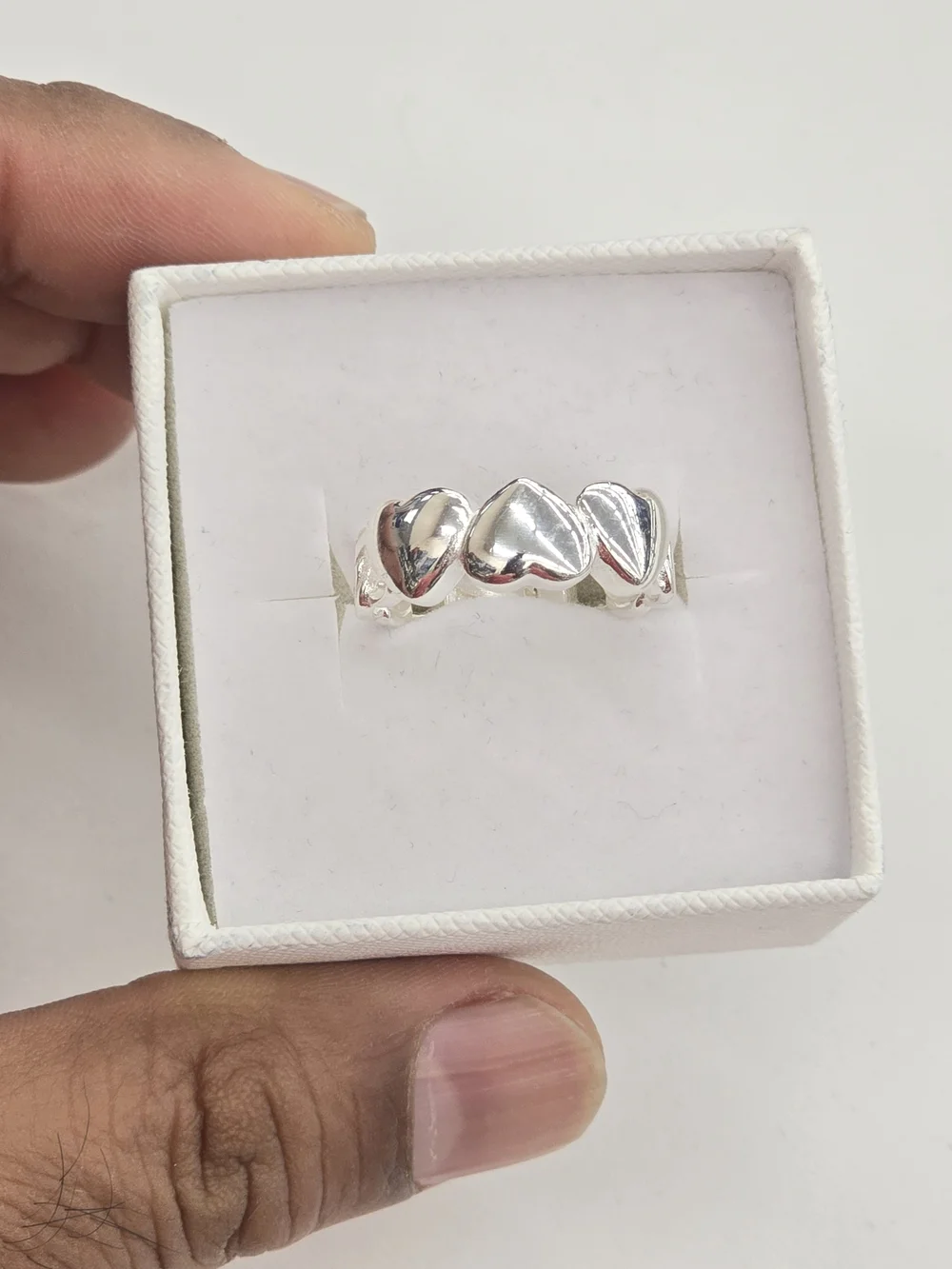 Silver Heart Trio Ring - Women Jewelry